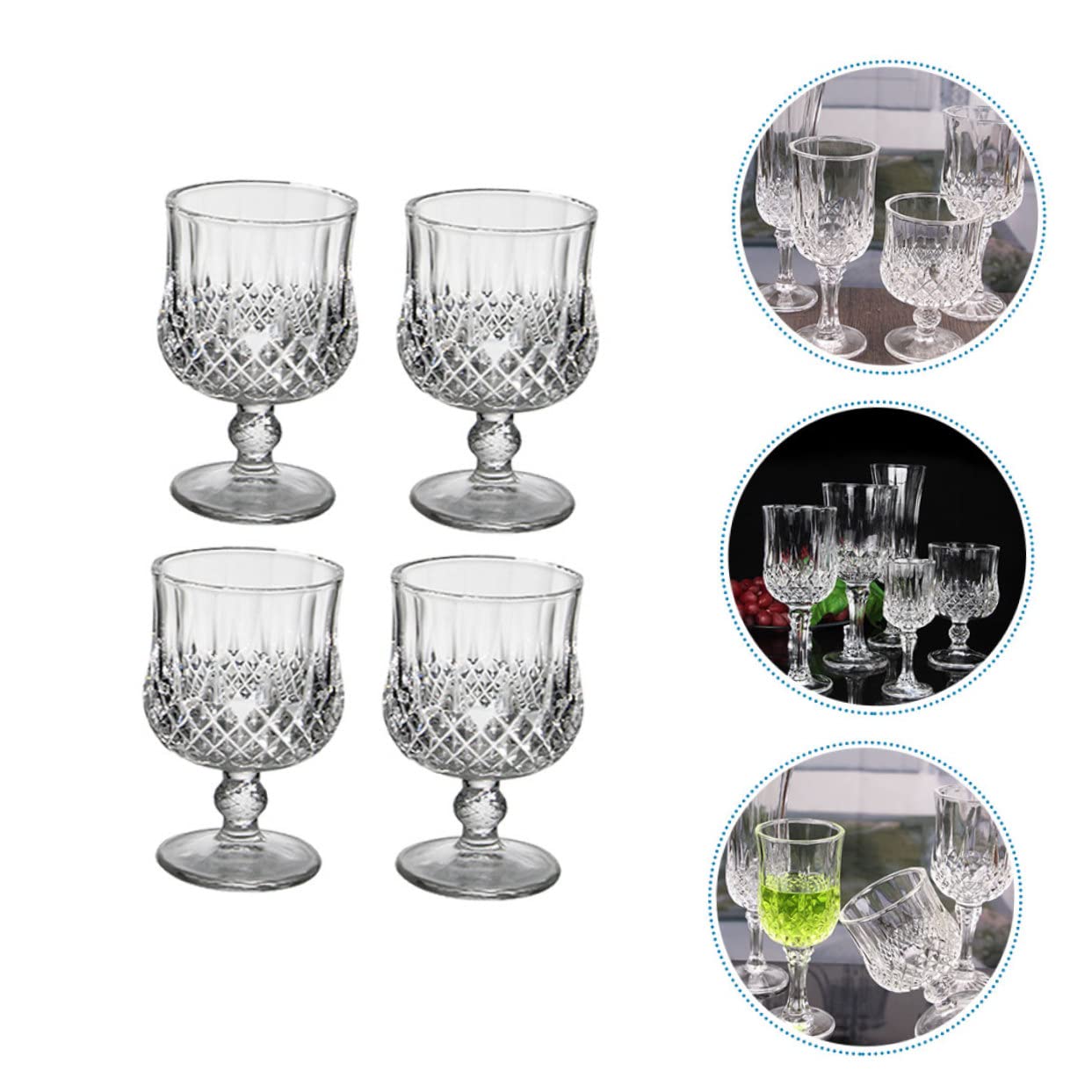 Weingläser 4 Stück aus Glas, Multifunktional, Elegant Geschliffene Kanten | Transparentes Design, Schlichte Optik mit Feinen Linien, für Rot und Weißwein