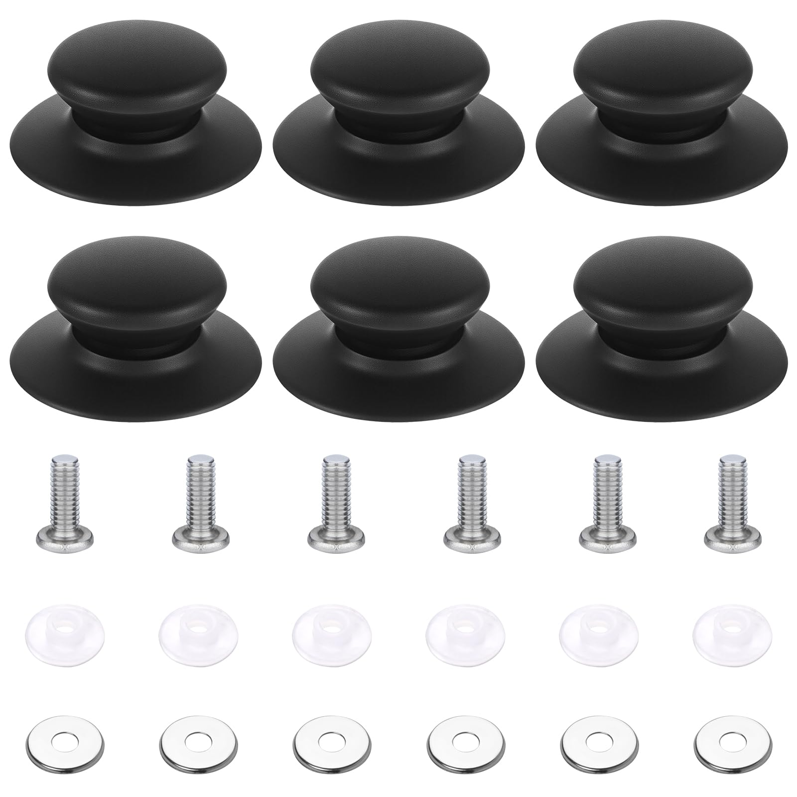 6 Sets Universal Pot Lid Replacement Knob, Heat Resistant Knobs Pot Lid Knob Easy Lnstallation Handle Replacement Heat Resistant Easy Installation LidKnob for Slow Cookers Skillets