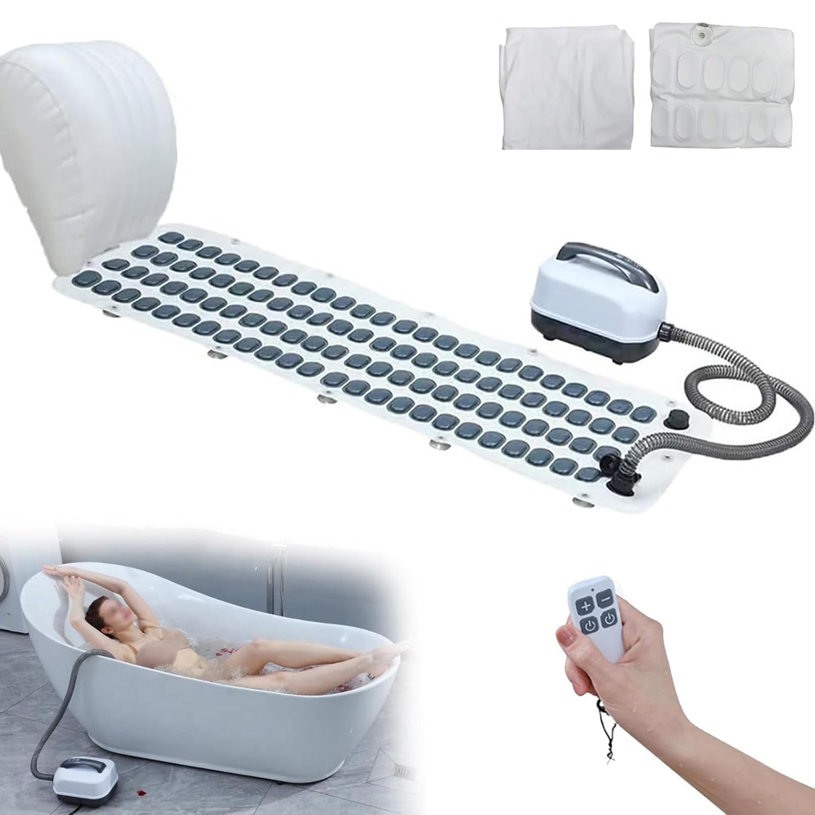 Tapis de bain à bulles avec coussin gonflable pour hydrothérapie, maison, spa, relaxation