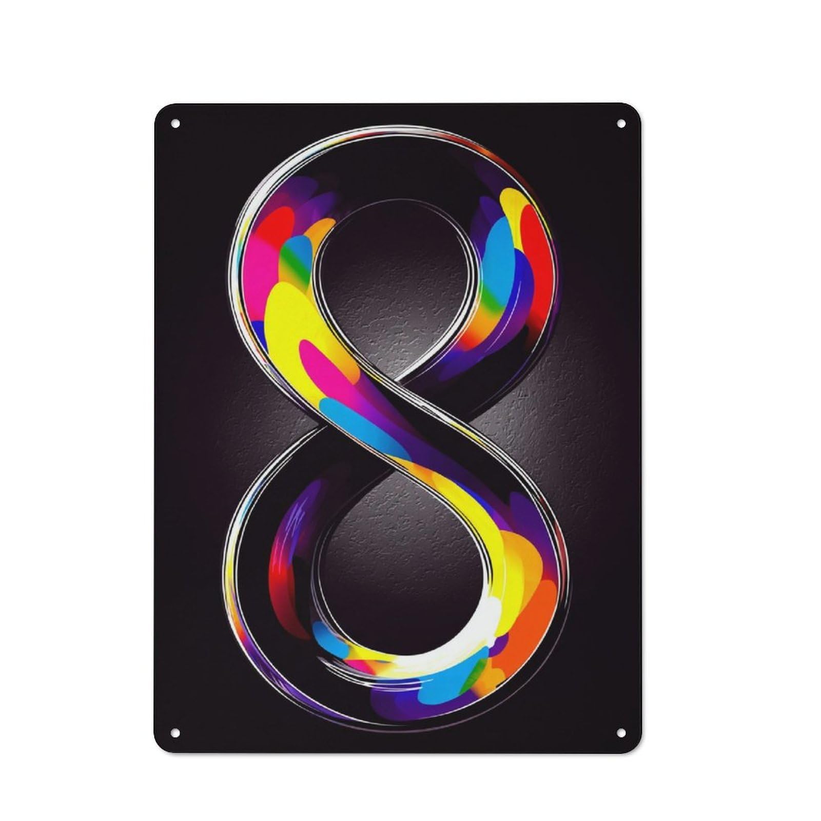 Junmoney Colorful Infinity Symbol Art-1 For Hobby Room Or Studio, Rustic Metal Sign 40X30cm, For Creative Interior Collectors Refreshing A Room In Autumn
