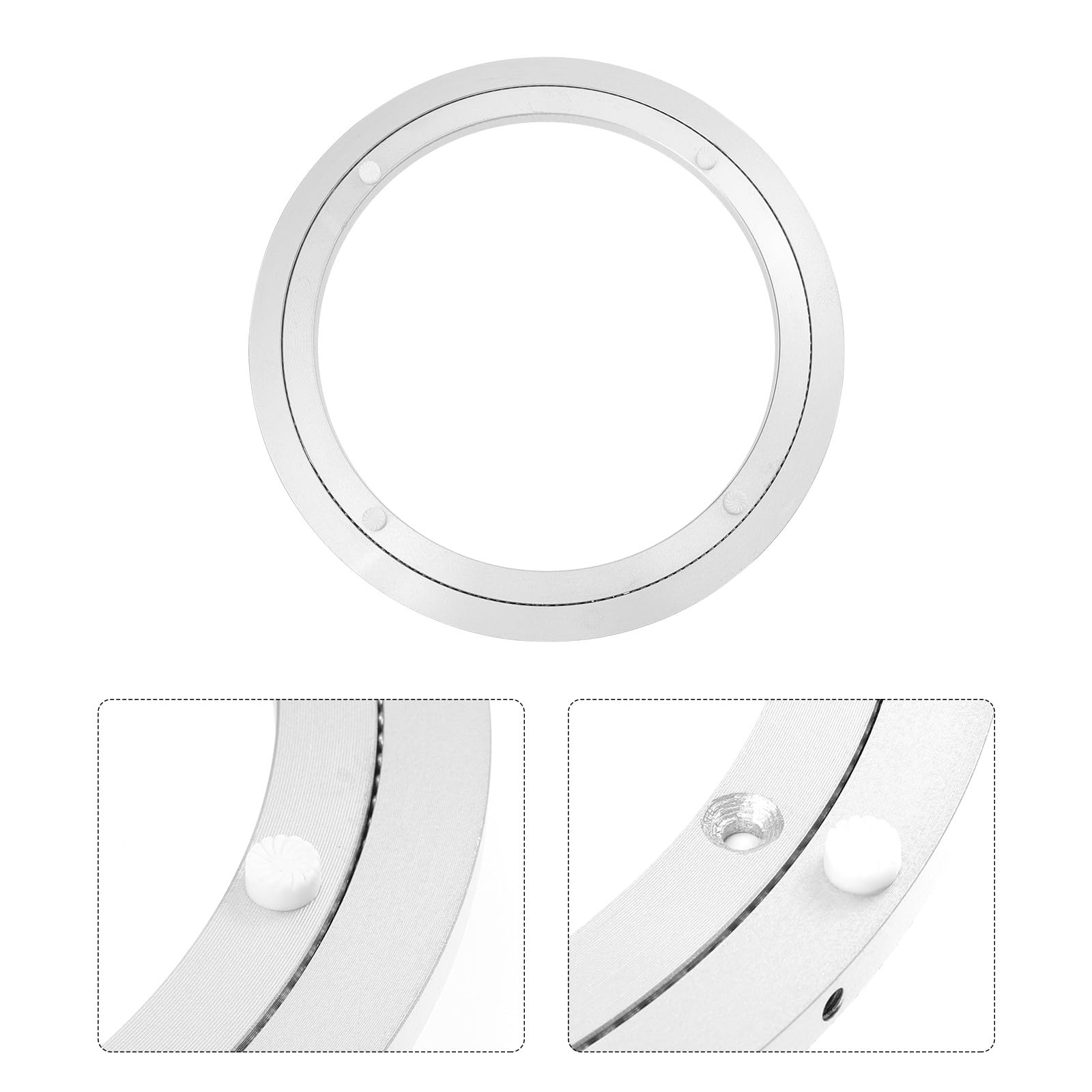 Gatuida Rodamiento Giratorio de Aleación de Aluminio Plateado de 10 Pulgadas (250 X 8,5 Mm) para Mesa de Comedor, Base Giratoria de 360 Grados, Accesorio para Bandeja Giratoria Doméstica,