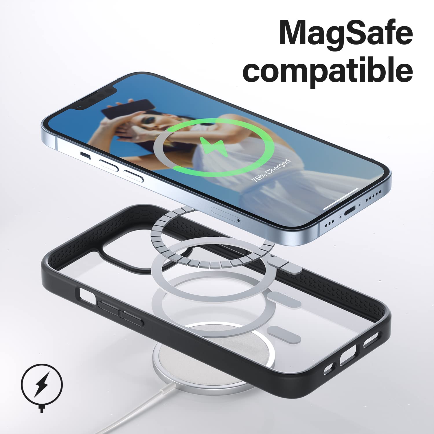 PanzerGlass™ ClearCase™ Custodia protettiva per iPhone 14 | 13 - Custodia protettiva per iPhone compatibile con MagSafe - Retro in vetro temperato con cornice in TPU che assorbe gli urti