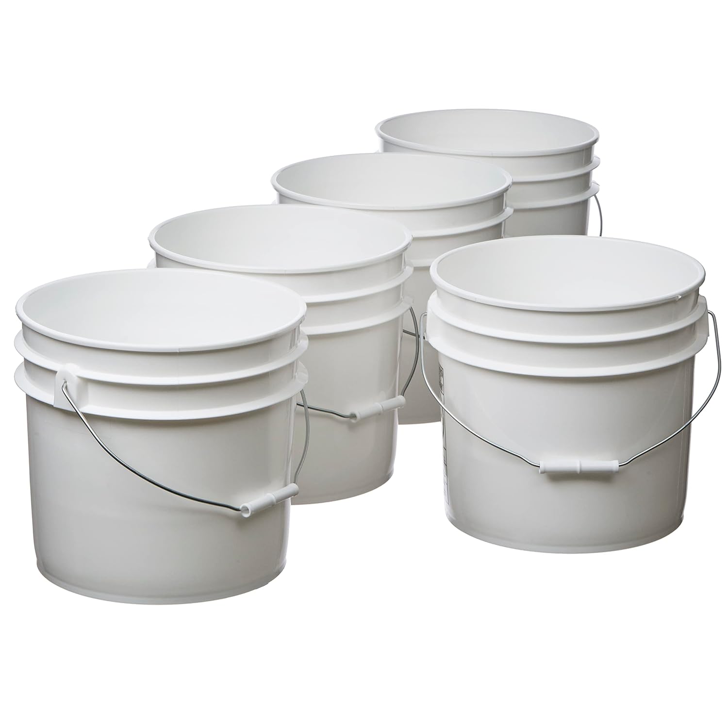 Hudson Exchange Premium 3.5 Gallon Bucket, HDPE, White, 5 Pack