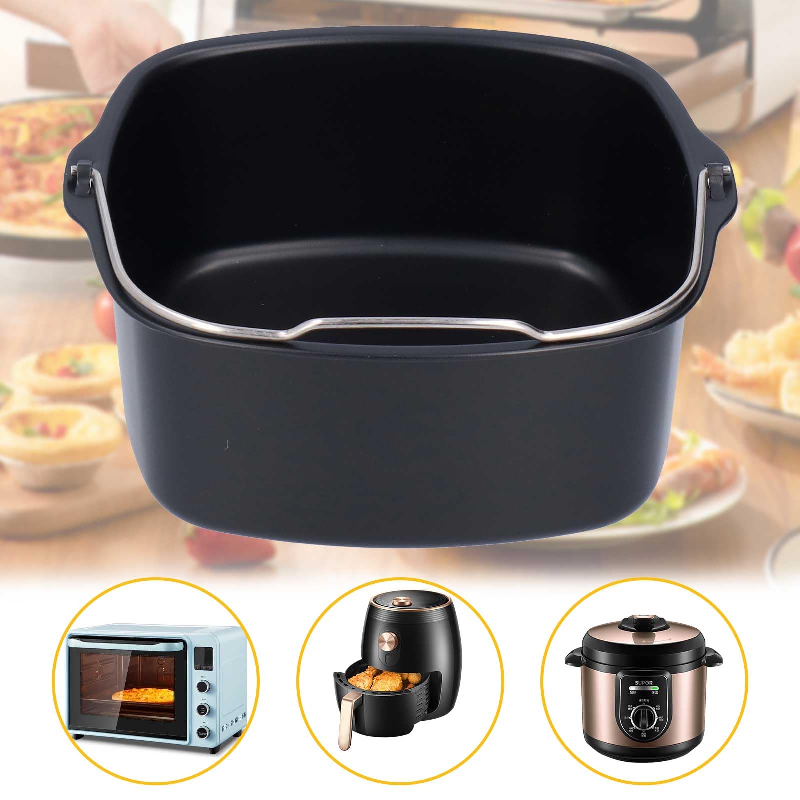 Accessori per friggitrici ad aria quadrate, teglia per friggitrici ad aria, stampi per torte, friggitrice in ferro, tortiera, accessori per friggitrice a botte per torte per HD9925(17-18cm)