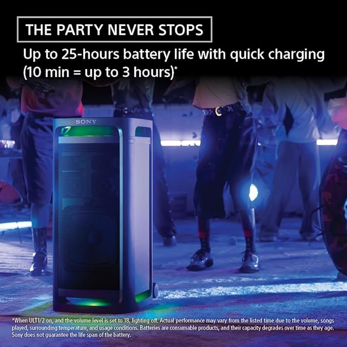 Sony ULT Tower 9 Bluetooth Karaoke Party Speaker with Powerful Bass, 360° Sound and Party Lights, 25 Hour Battery, and Convenient Carrying Handle and Wheels. (SRSULT900)