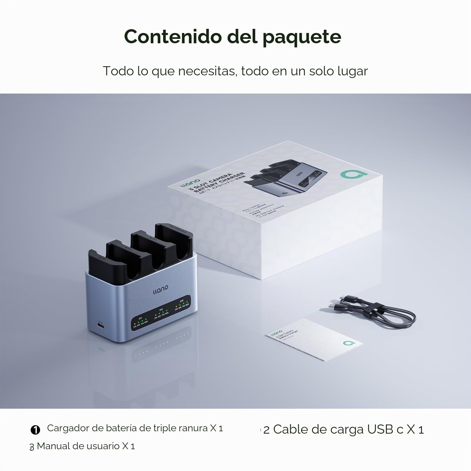 llano 30W LP-E6NH LP-E6P Cargador de batería rápido de 3 ranuras para Canon baterías de cámara EOS R5/R6/R7 Mark II, 5D/6D/7D Mark II/III/IV, 60D/70D/80D/90D,USB-C,pantalla LED,carcasa de aluminio CNC | Para Canon EOS R5, R5 C, R6, R6 Mark II, R6 V, R7, R