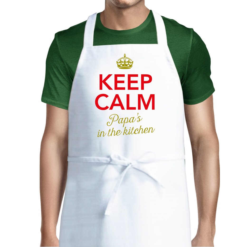 Papa Apron, Papa Cooking Gift, ‘Keep Calm Papa’s in The Kitchen’, Personalized Papa Gift, Cooking Apron for Men, Birthday Gift for Papa!