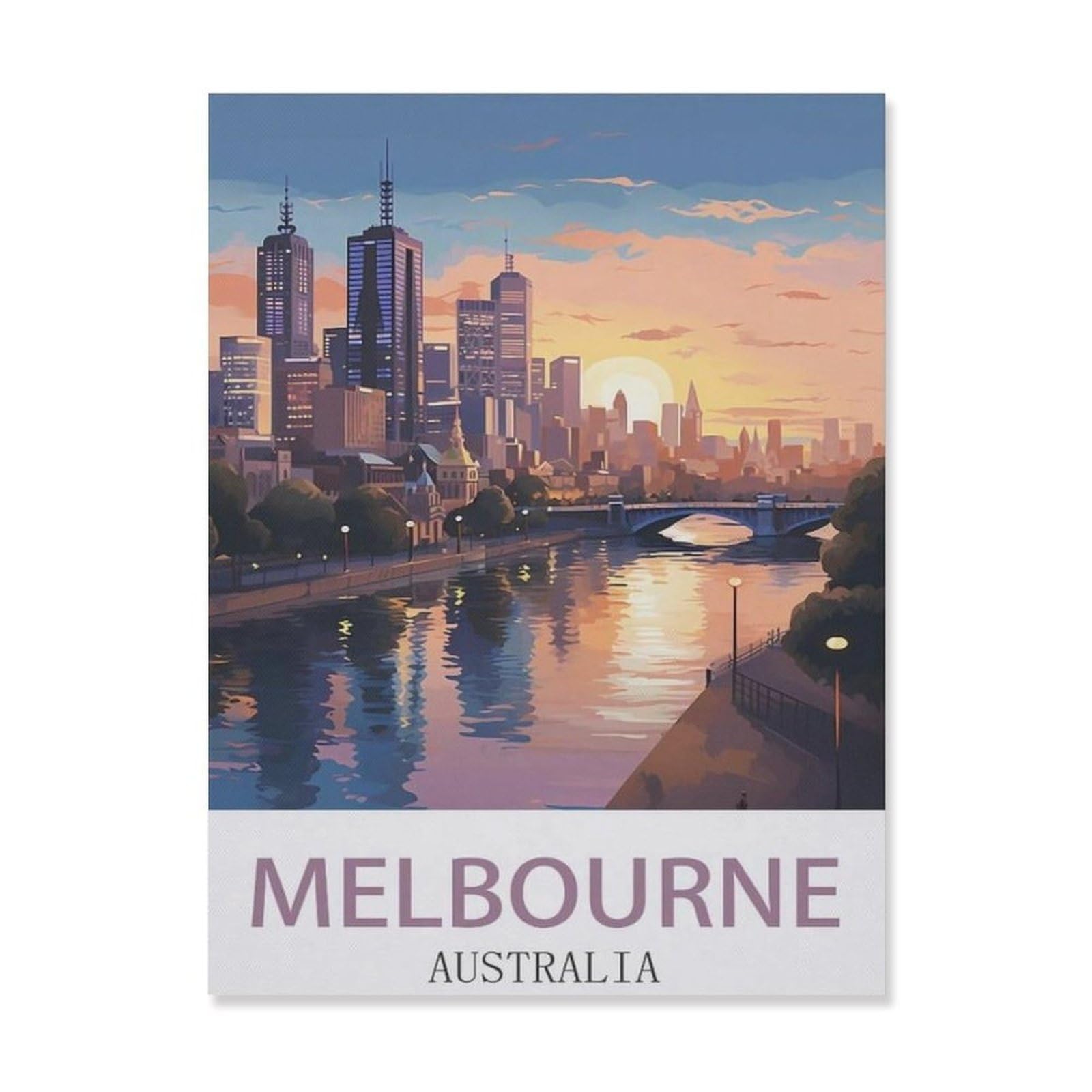 Vintage Metal Tin Sign，Melbourne Australia，Retro Wall Decor Art Tin Sign for Home Coffee Bar Restaurant Pub(15x30cm）6x12 inch-EF99