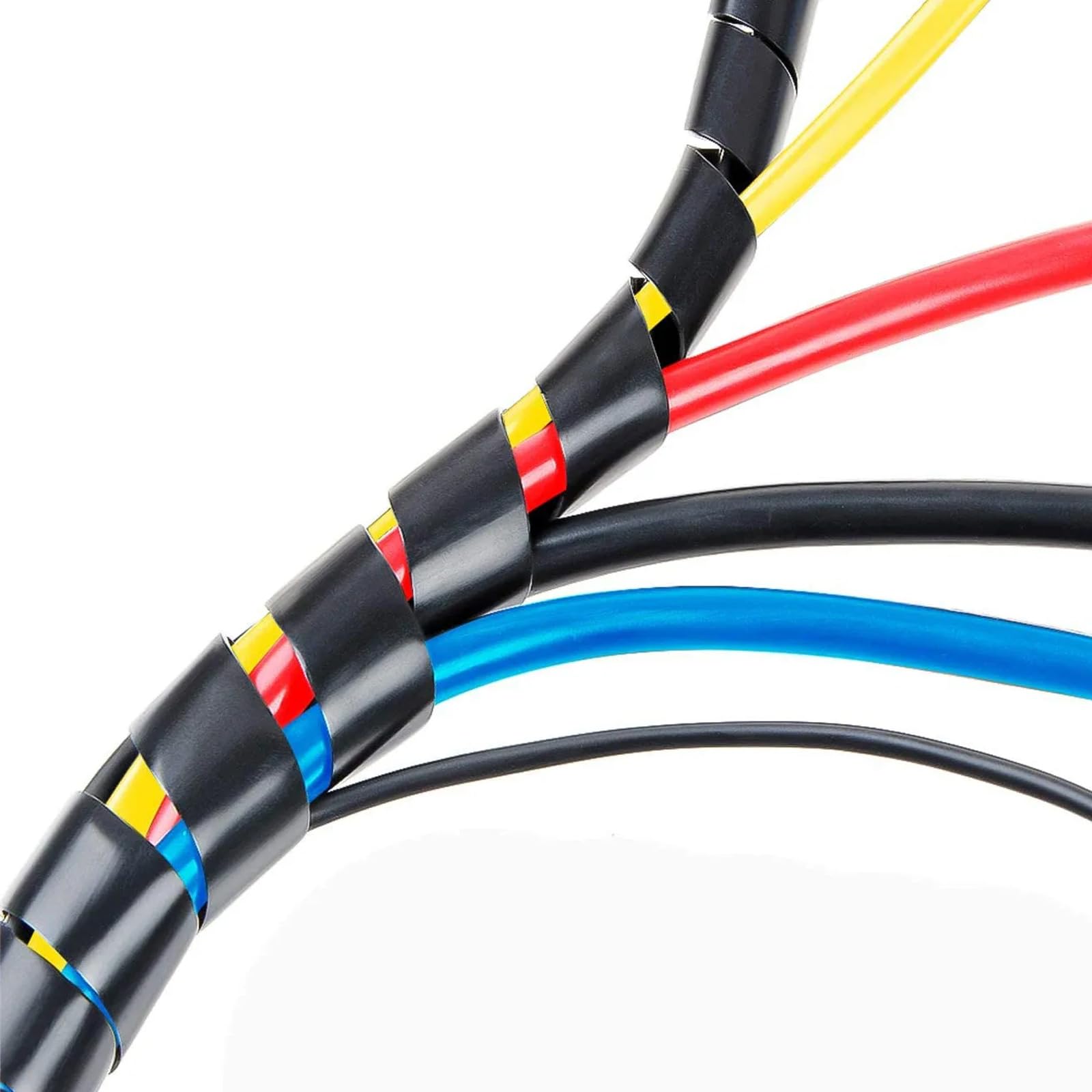 Copapa Black 15M/49Ft PE Spiral Wire Wrap Tube PC/Car Cable Management, 10mm/0.39'' Dia, Black