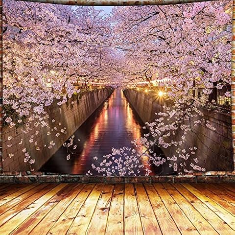 DYNH Japanese Cherry Blossom Wall Tapestry Cover