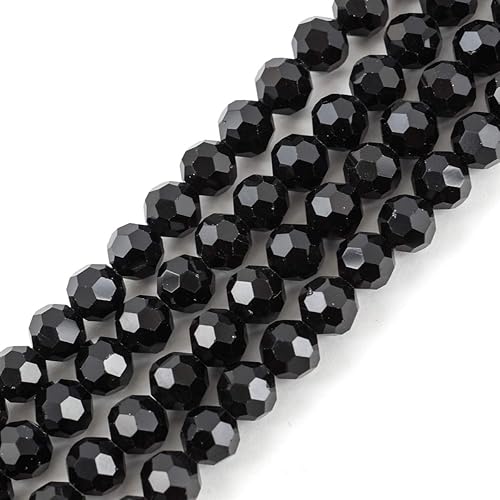 10 hebras checas facetadas redondas de cristal espaciador cuentas 0.315 in negro azabache (680-720 piezas) para suministros de fabricación de joyas disponible en Yaxa Venezuela