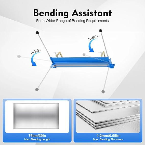Manual Sheet Metal Bending Folding Machine Bender 760mm, Metalworking Workshop Hand Brake Folder Suitable for 1.2mm Thickness Steel Sheet, 0-90° Bending Angle (760mm-1.2mm)