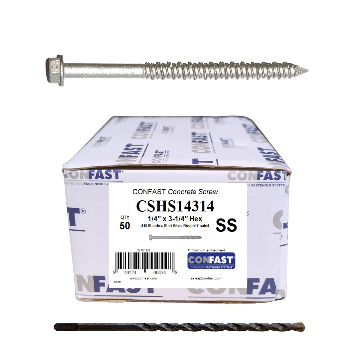 Stainless Steel Concrete Screws - 50/Box -15