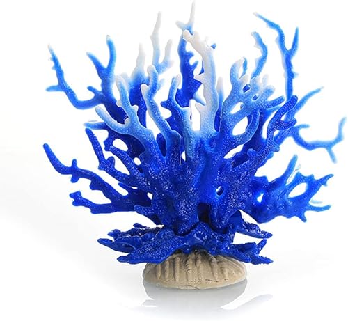 Plantas artificiales de acuario, adorno de silicona de simulación, árbol de mar de coral, acuario, pecera, decoración de paisajismo, azul