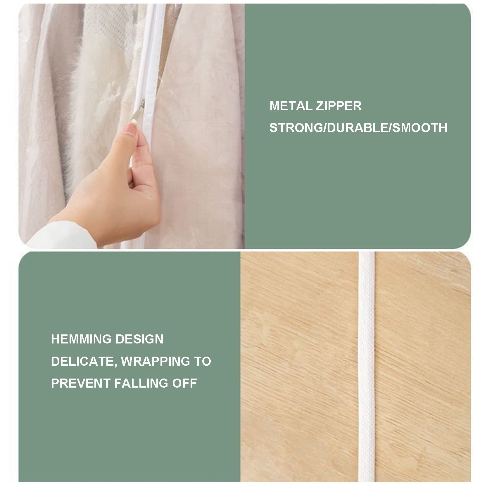 Funda para perchero de ropa, a prueba de polvo, transparente/translúcida, impermeable, bolsa colgante con cremallera duradera para organizador de almacenamiento de ropa, B-150 x 75 x 150