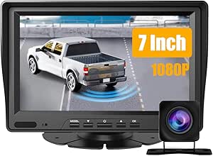 HD 1080P Backup Camera and Monitor Kit,7 inch Big Screen Rear View Camera Monitor,Back Up Camera for Car,Truck,Pickup Truck,SUV,Minivan and Sedans,IP 68 Waterproof and Nice Night Vision Reverse Camera