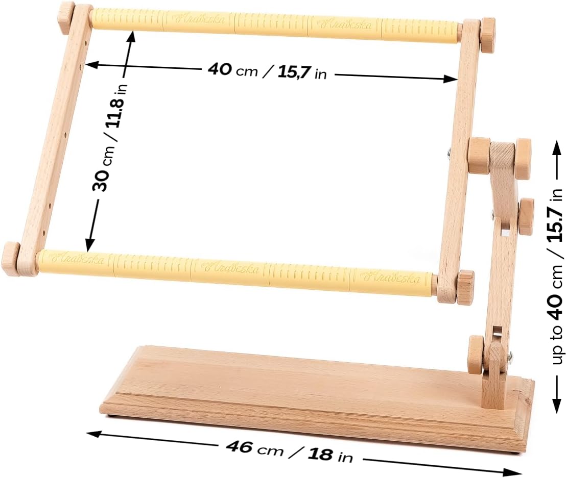 Needlework Table Hands-Free Stand Penguin with Adjustable Frame Tapestry Cross Stitch Embroidery Frame Holder (Beige, 30x40 cm (11.8" x 15.7"))