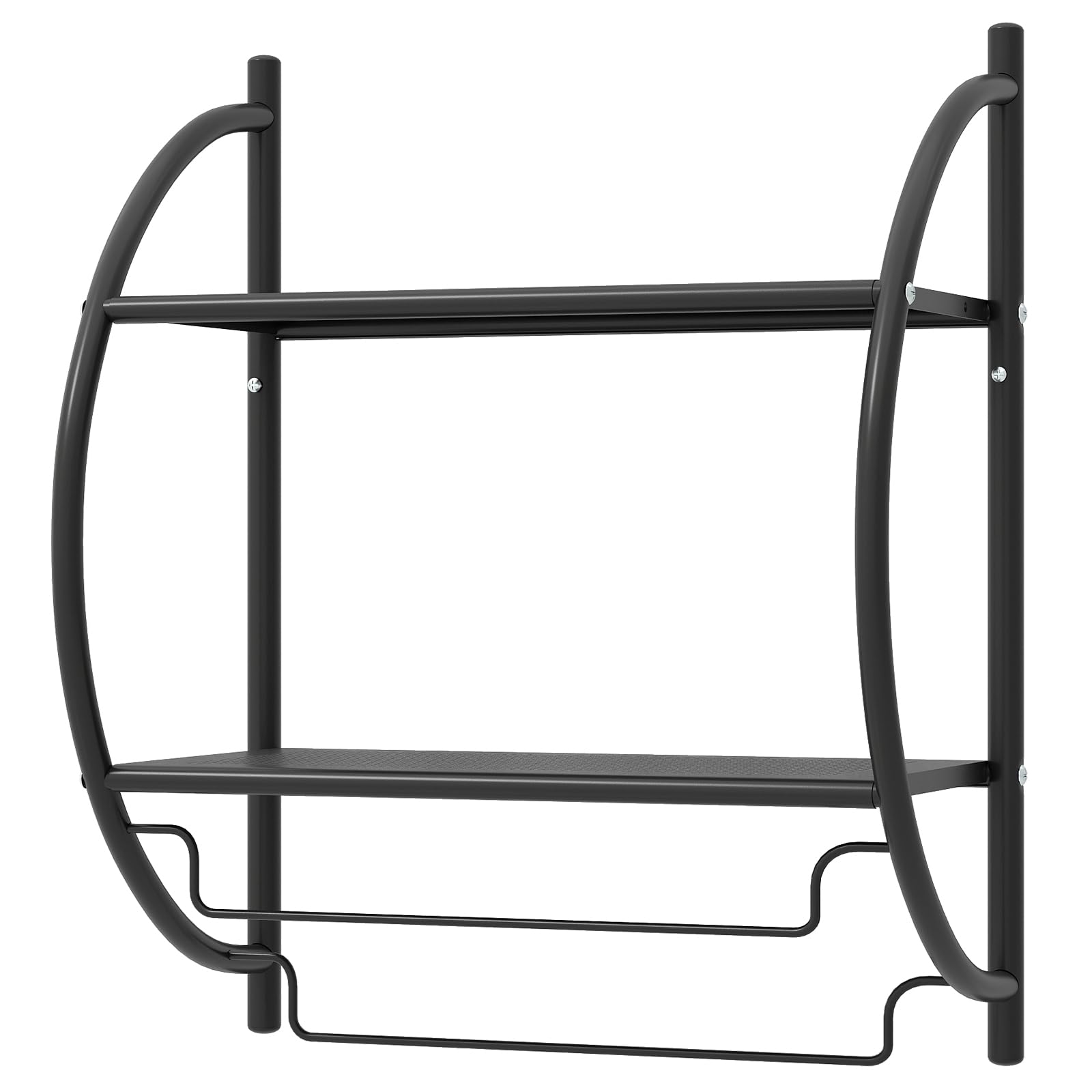 GIANTEX Badregal Hängend, Wandregal Badezimmer 45 x 25,5 x 55 cm, Hängeregal Bad mit 2 Ablagen & 2 Handtuchhalter, Hängestange Rostfrei für Badezimmer, Duschregal Wandmontage (Schwarz)