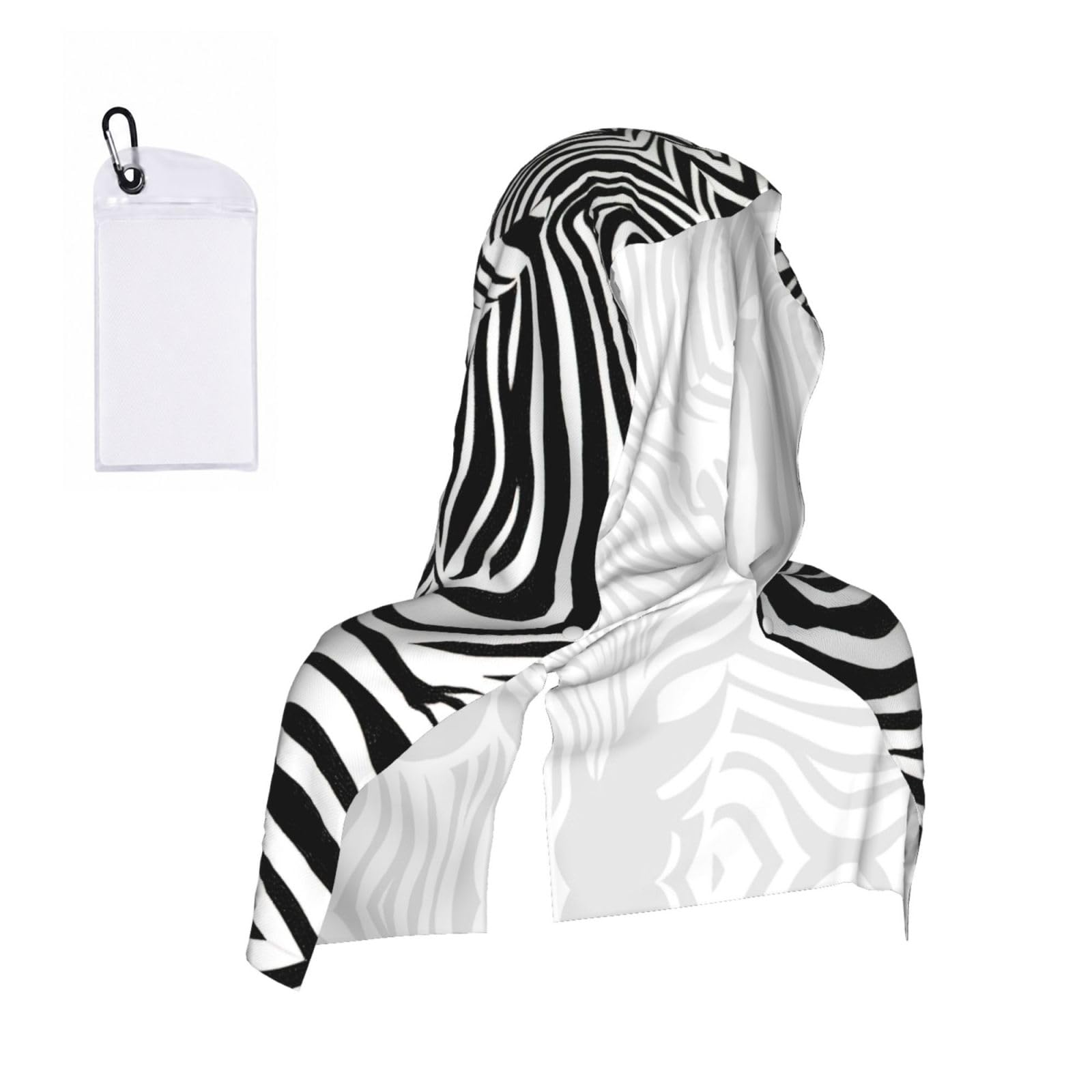 DUWAA Abstract Animal Zebra Print Cooling Hooded Sports Towel, 30×60cm Quick Drying Summer Cool Head Wrap For Neck And Face