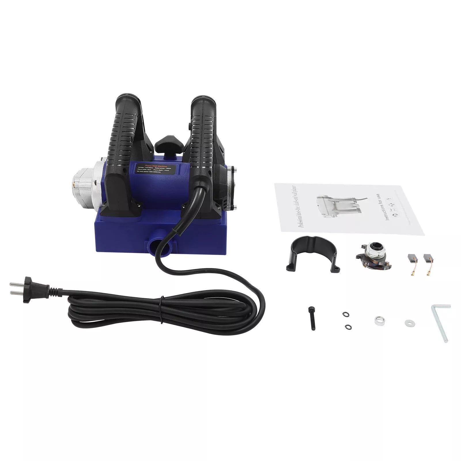 1300W Elektrische Wandhobelmaschine Betonschleifer WalzenfräSe Wand Schleifer MauerfräSe PutzfräSe Handhobelmaschine Walzenhobelmaschine Zum Spachteln Streichen Malen Zementieren 4000U/Min (Blau)