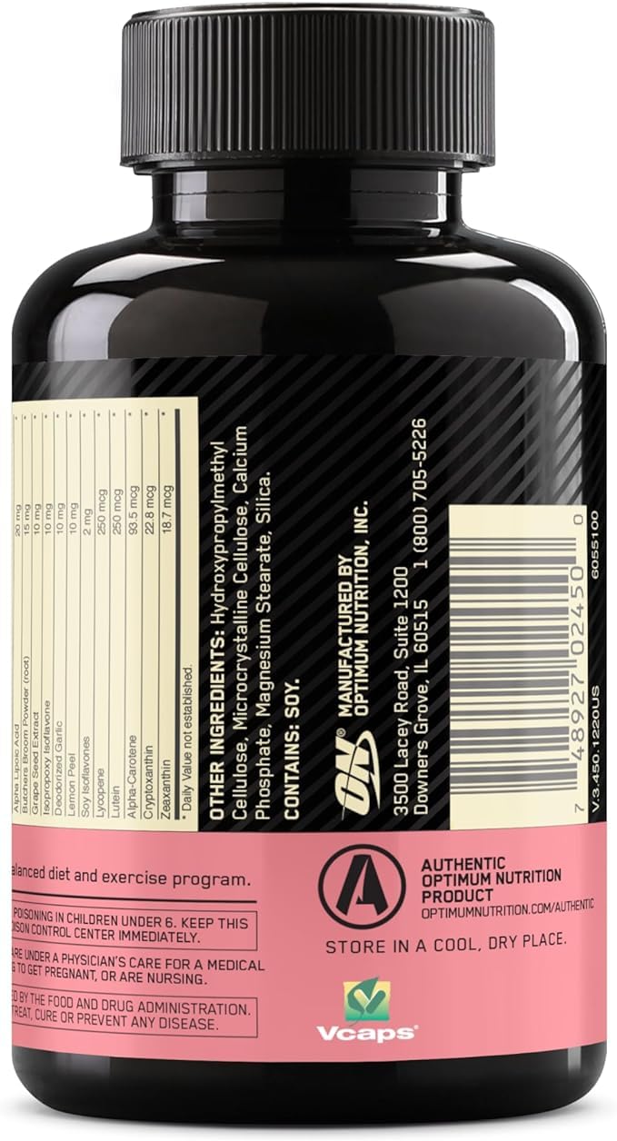 Optimum Nutrition ON Optiwomen, Multivitamin und Mineralstoffe Kapseln für Frauen mit Folsäure, Vitamin C, Vitamin D und B Komplex Hochdosiert, Haut und Haare Vitamine, 30 Portionen, 60 Kapseln