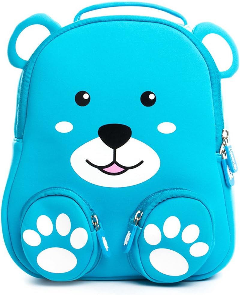 Cocomilo 12" Cartoon 3D Cat Toddler Backpack for Kids Waterproof Preschool Baby Bag for Boys and Girls with Ant-lost Leash (Blue Bear)