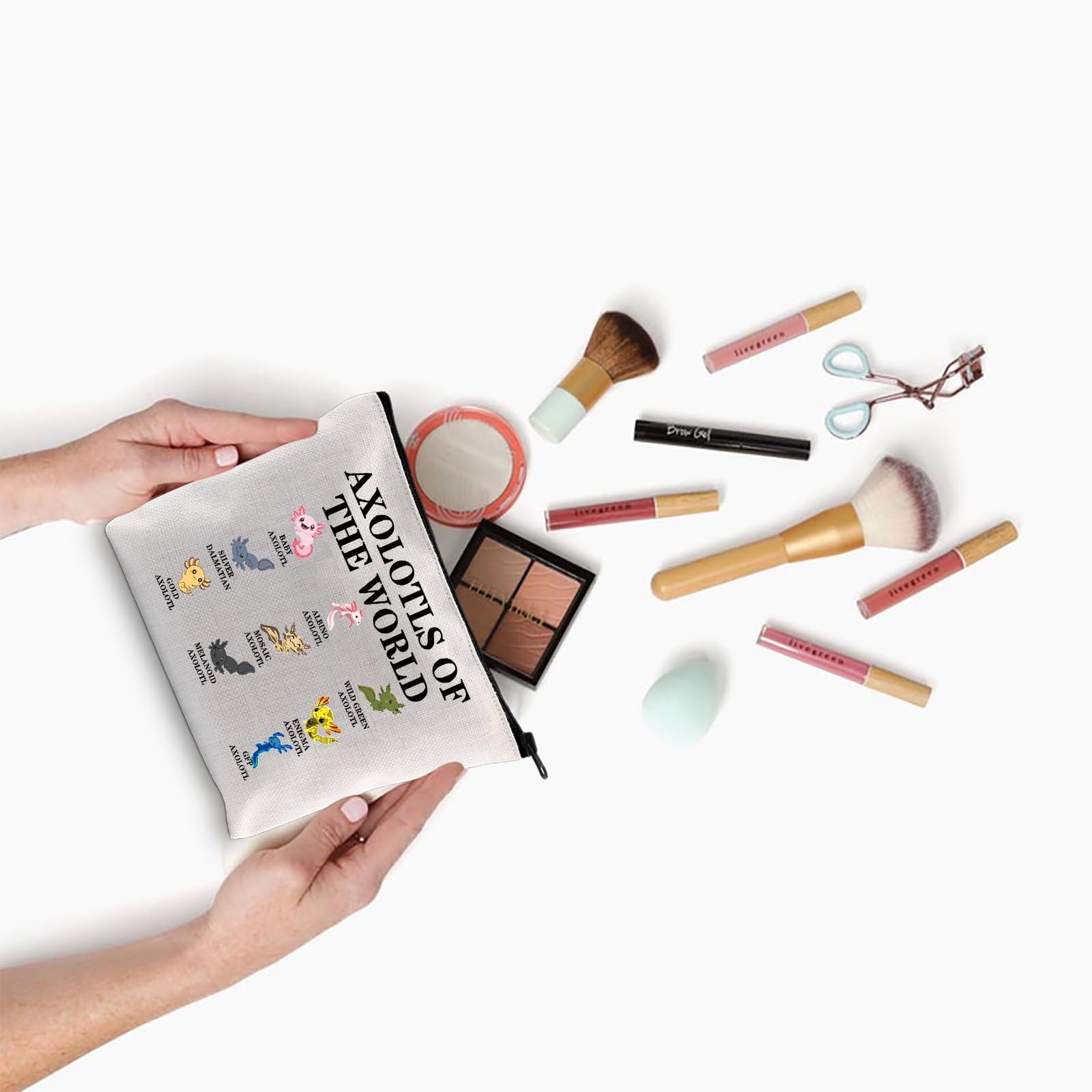 Axolotls of The World Axolotl Makeup Bag Axolotl Salamander Lover Gifts Axolotl Girl Cosmetic Zipper Pouch Bag (The WORLD2 2UK) - Image 4