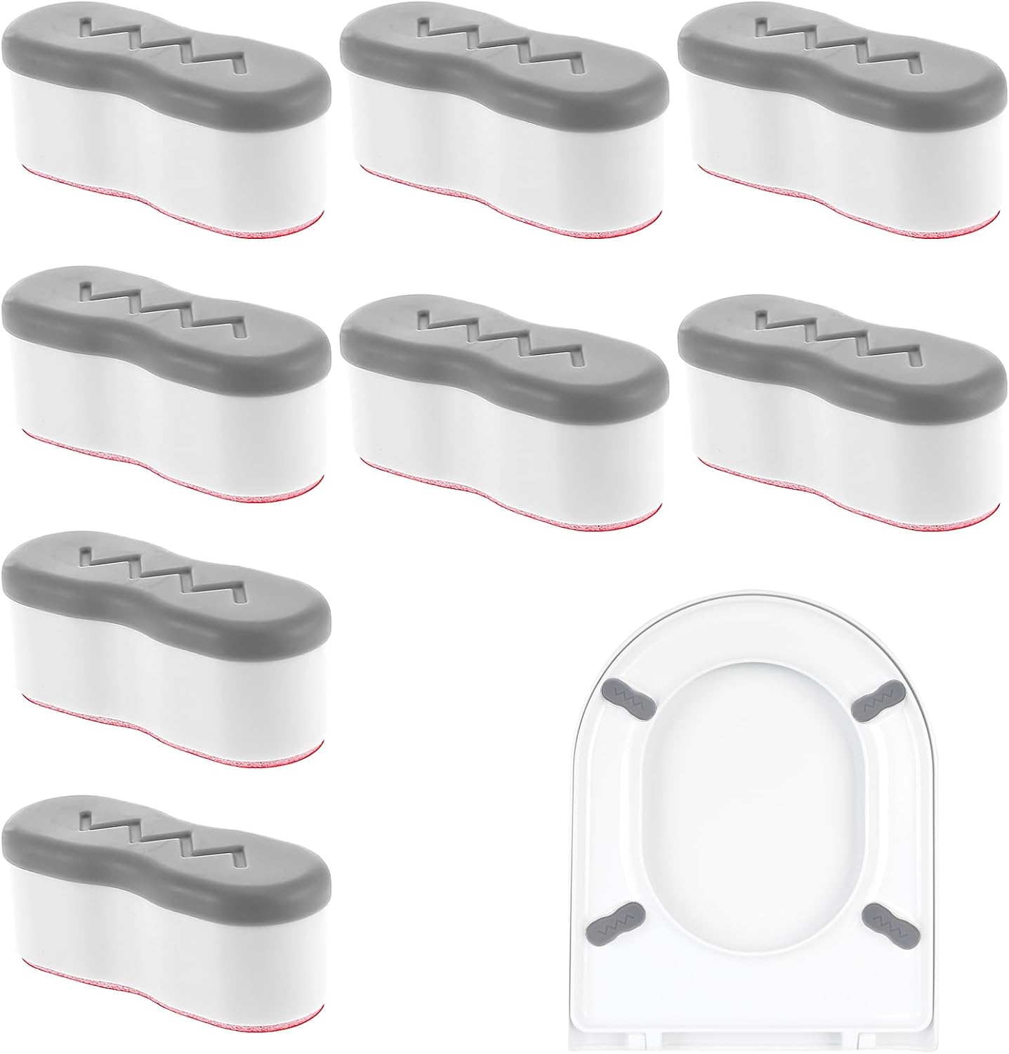 TIESOME 8Pcs Toilet Seat Bumpers for Bidet, Universal Strong Adhesive Spacers Toilet Lid Rubber Bumpers for All Toilet Seats, Evenly Distributes Weight to Prevent Seat and Bowl Damage(Arc)