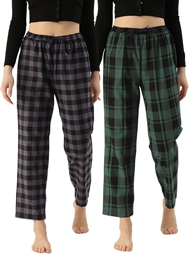 KRYPTIC Women Pack of 2 Pure Cotton Printed Relaxed fit Lounge Pants with Side Pocket