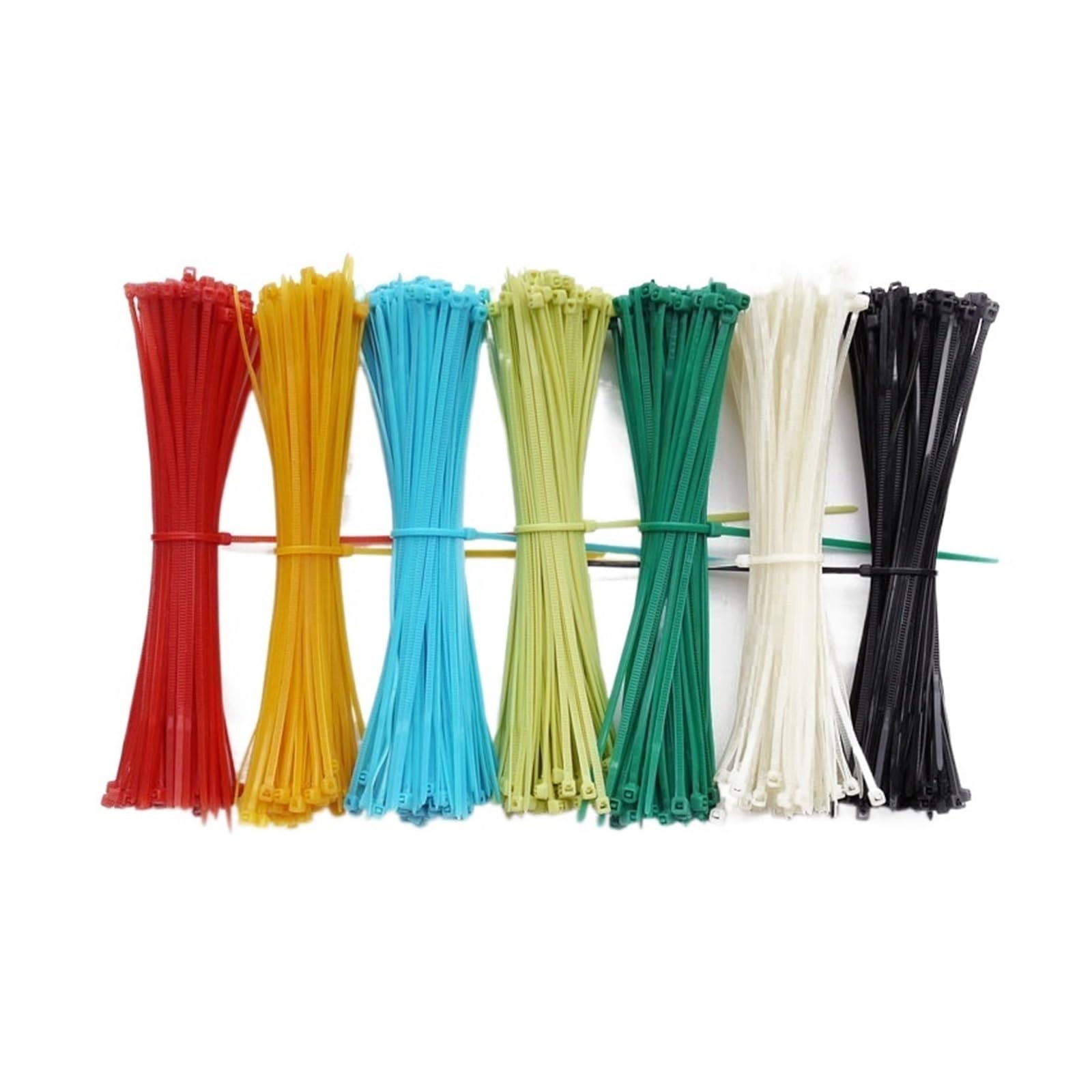 100/200/500 bridas de nailon con cierre automático, 0.118 x 7.874 in, plástico con cremallera, correas para encuadernación de alambre, bricolaje (color: verde UV, tamaño: 100 unidades) (negro, 100 u