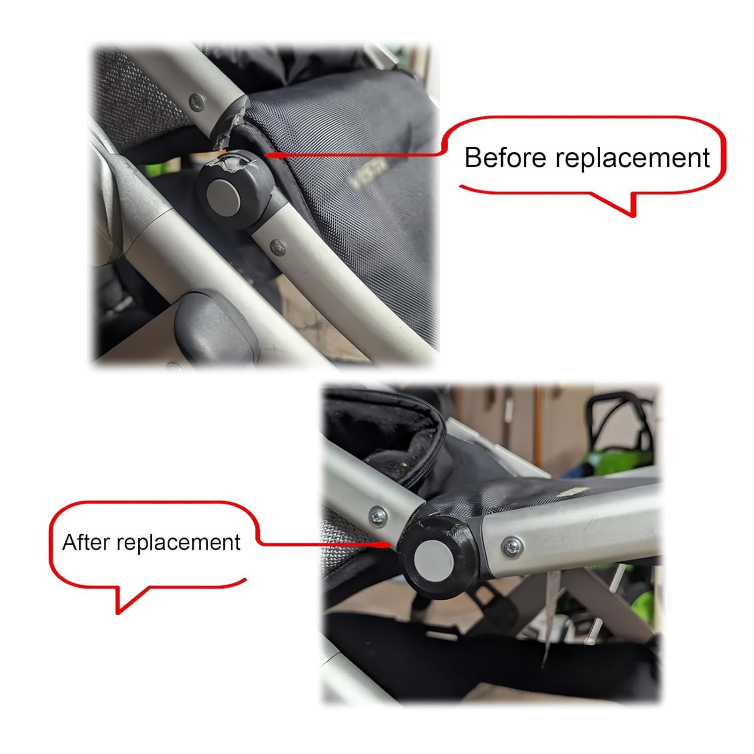 Piastra di ricambio diretta per poggiapiedi per passeggino UppaBaby Vista V1 e V2, facile da fissare per cerniere rotte, installazione semplice con strumenti di base (2 pezzi)