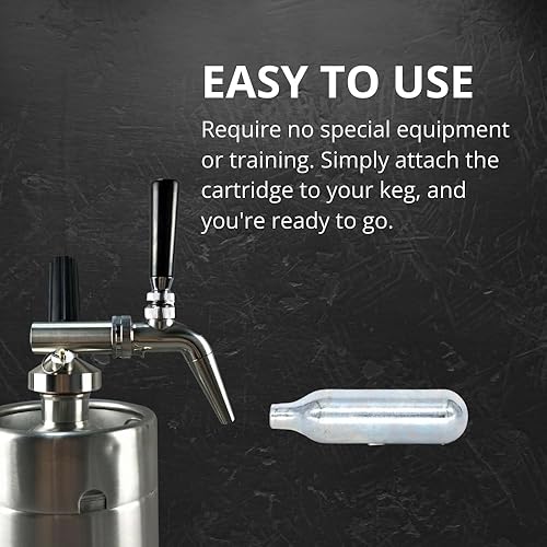 Miniatura 4 de Keg Smiths Nitrógeno puro (N2) de 0.08 oz - Grado de alimentos y bebidas - 10 cartuchos no roscados para dispensar