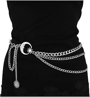 3 Layered Metal Waist Chain Belt for Women Moon & Sun Belly Belt Body Chain Jewelry for Dress Jeans - Buy now