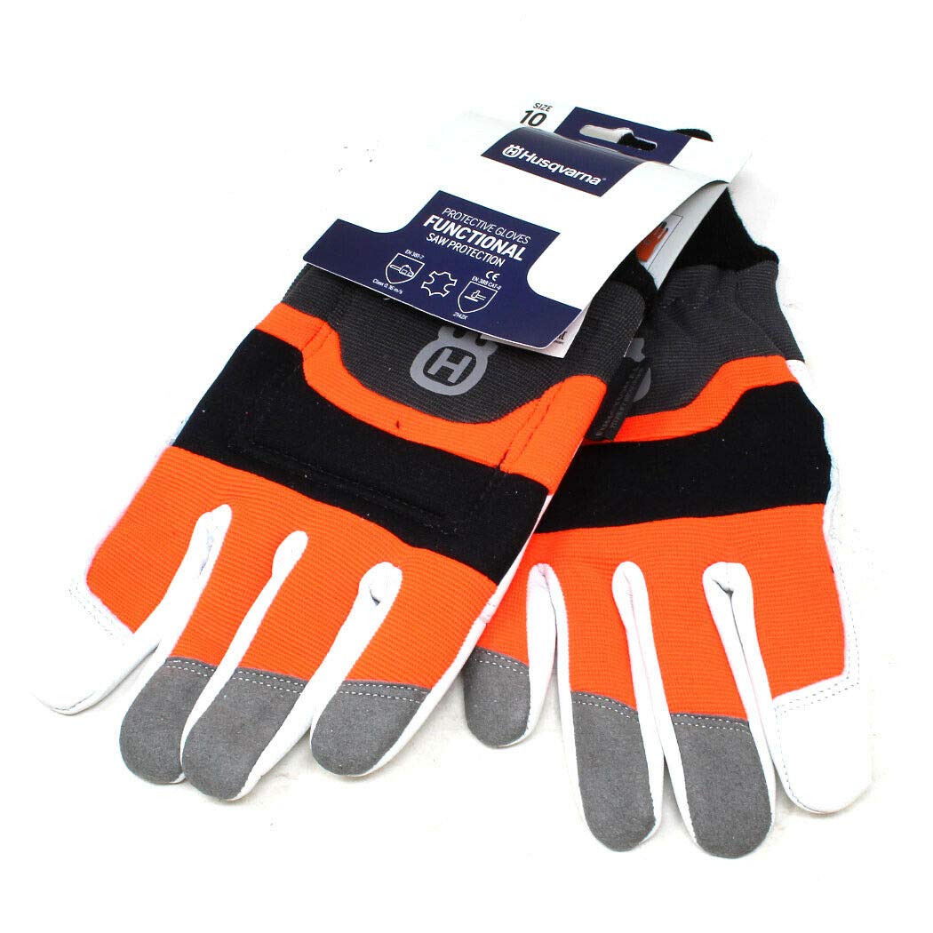 Husqvarna® Arbeitshandschuhe mit Sägenschutz aus Ziegenleder, Large, Orange