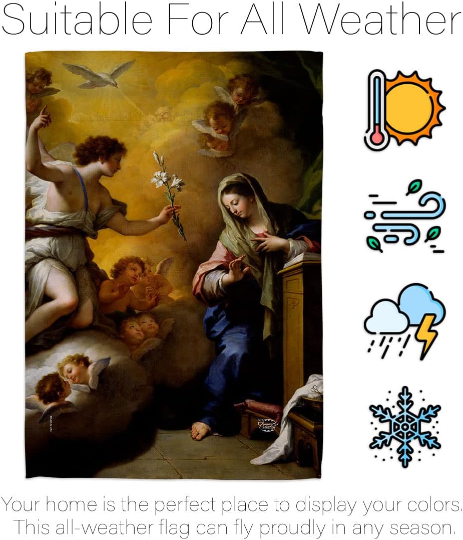 Feast of The Annunciation Garden Flag Religious Faith Hope Grace Peace Dove Christian Religion Easter House Decoration Banner Small Yard Gift Double-Sided, Made in USA