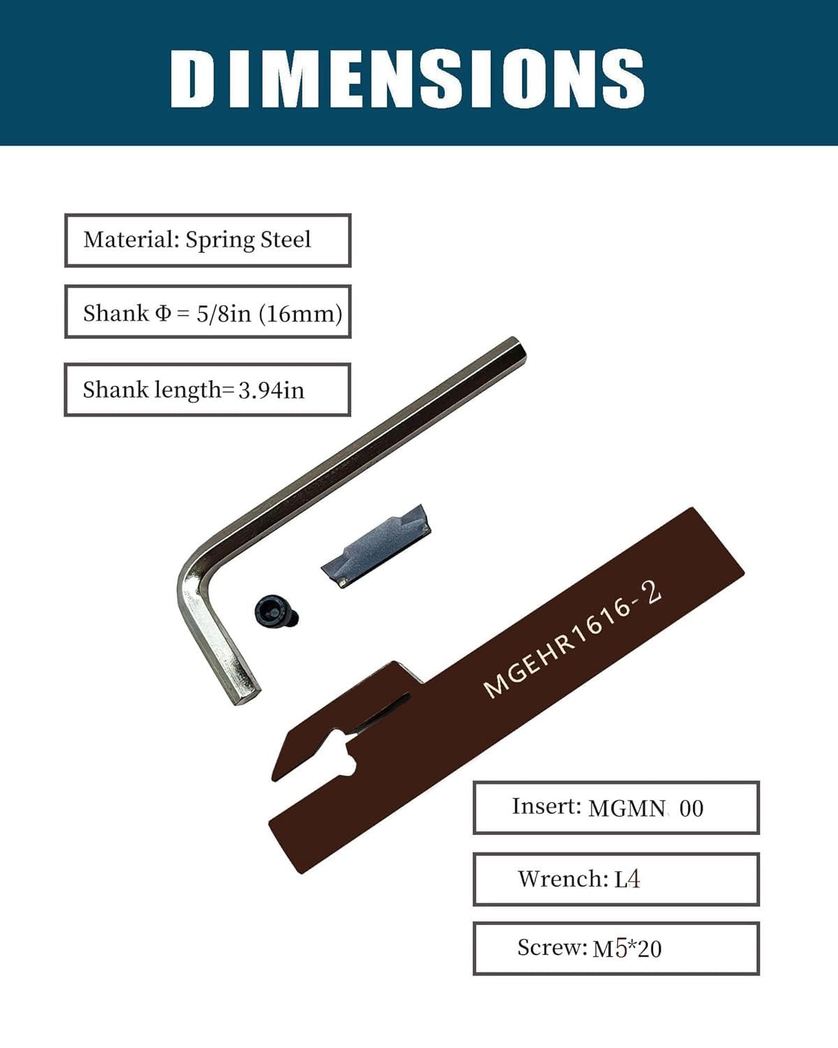 1Stück 5/8-Zoll-Schaft MGEHR1616-2 Hochwertiger Drehmaschinen-Stech-Abstechwerkzeughalter mit 10 Stück MGMN200 Wendeschneidplatten zum Einstechen für Stahl (MGEHR1616-2+ MGMN200)