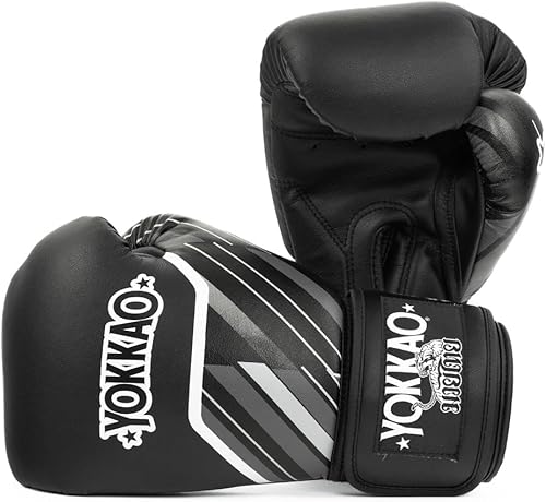 Yokkao Muay Thai - Guantes esenciales para principiantes, hombres y mujeres, de piel de microfibra, acolchado de espuma multicapa y ajuste seguro