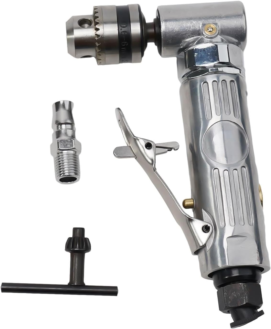 1/4" Right Angle Pneumatic Drill – 90° Elbow Air Drill With 15000 RPM Speed, Low-Vibration Alloy Body, Tail-Exhaust Design, Compatible With Standard 1/4" Air Hoses