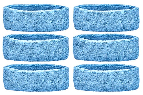 Unique Sports Headbands Team (6 Pack), Light Blue, One Size