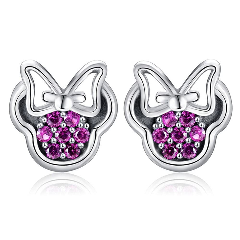 Orecchini semplici Orecchini a bottone in zirconi color argento Orecchini a bottone a cuore colorati Orecchini a bottone carini for donna Ragazza