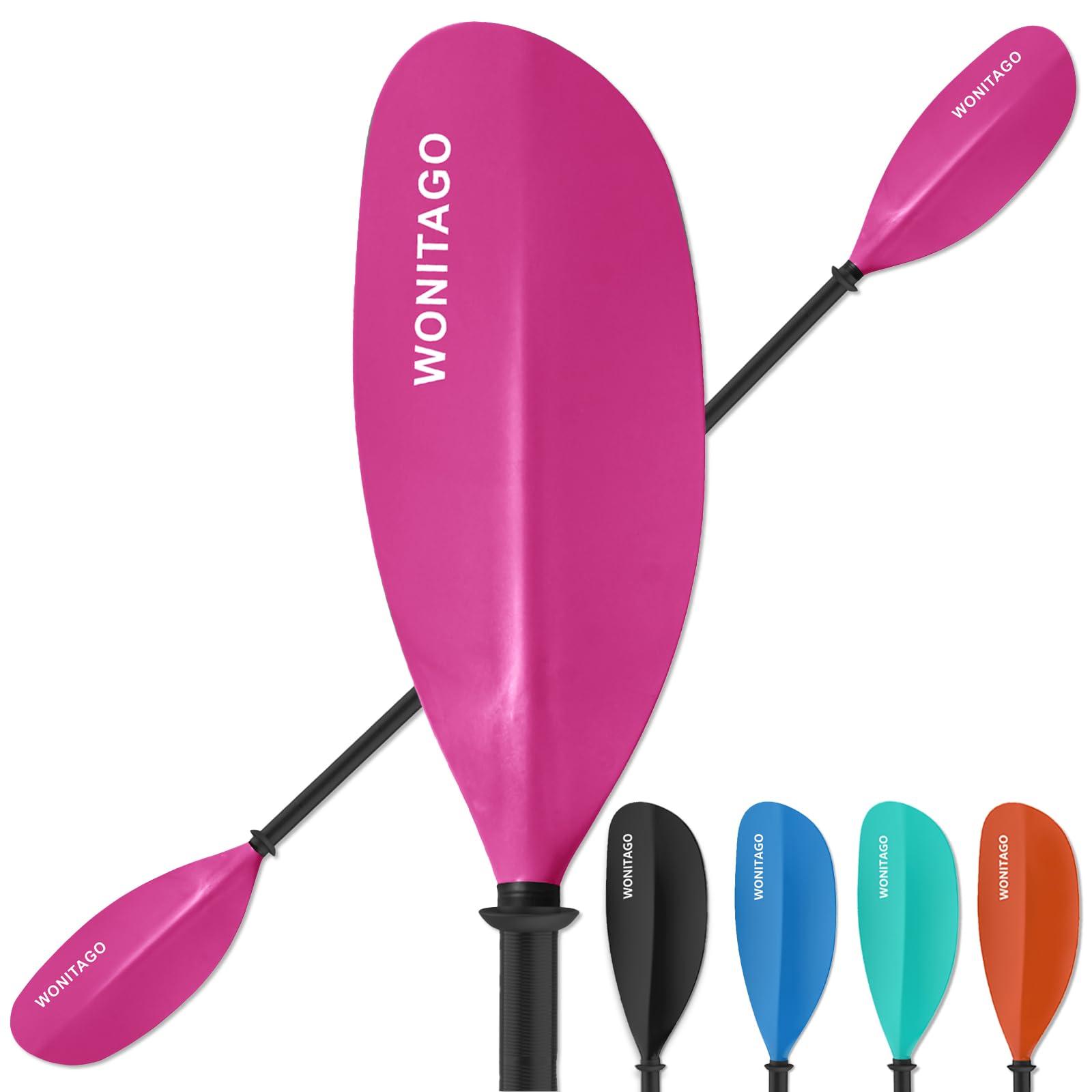 WONITAGO Kayak Paddles Carbon Fiber Shaft Paddle with Nylon Blades, Floating Adjustable Kayaking Oars, 3 Piece, 230-250 cm/90-98 Inches,Black/Orange/Teal/Blue/Original Pattern