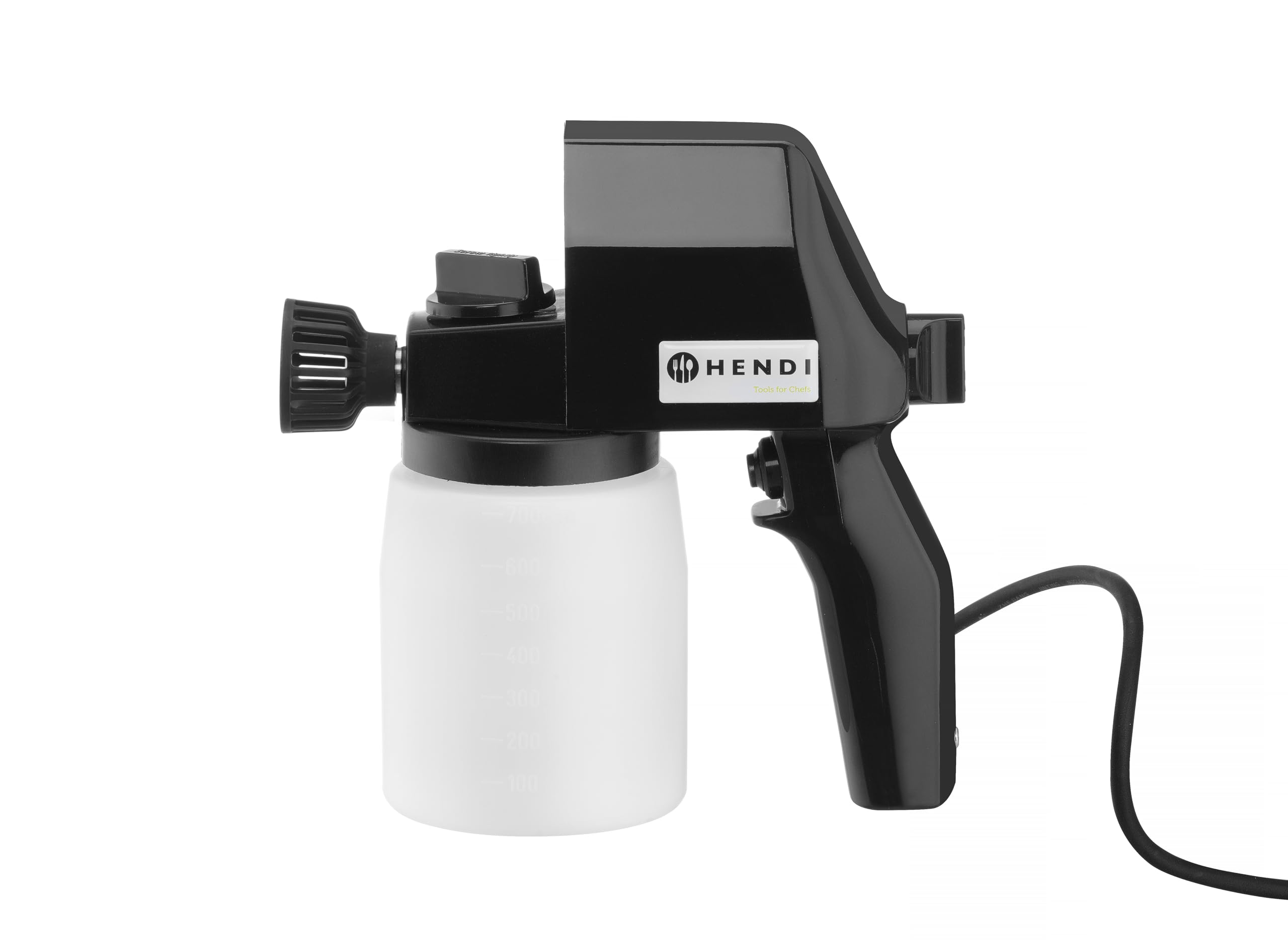 HENDI Spruzzatore alimentare elettrico, nebulizzatore, spray, pistola a spruzzo atomizzatore, senza BPA, dosatore da cucina, 700ml, 60W, 230V, 0-160 bar, 220x90x(H)240mm, acciaio inox, HDPE