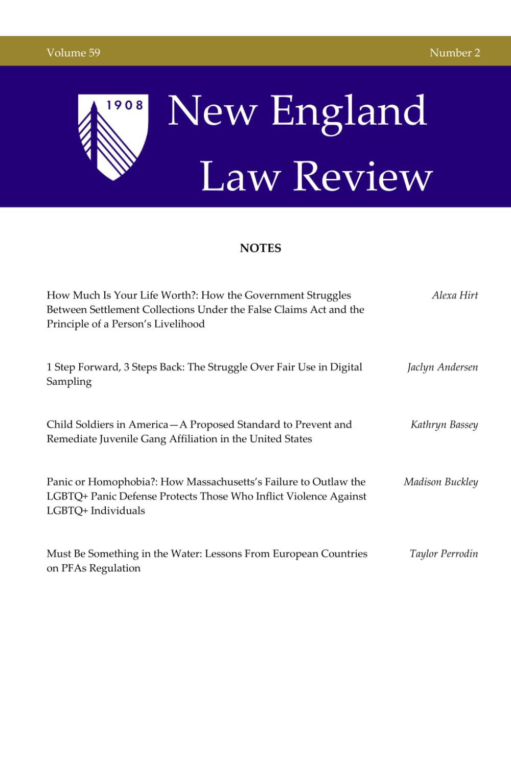 New England Law Review: Volume 59, Issue 2