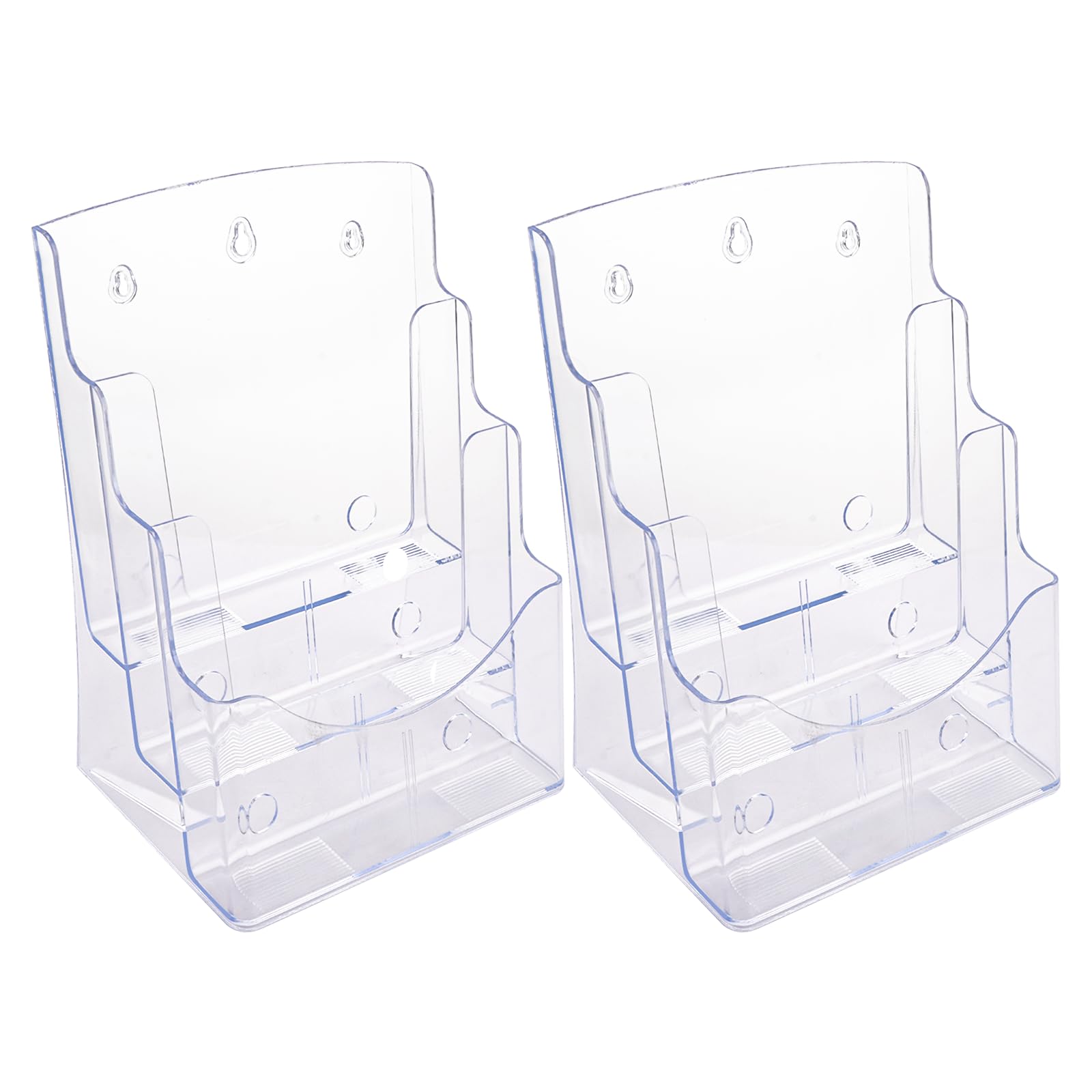 ZOFUN 2 Pcs A4 Brochure Holders, 23.5 x 20 x 34 cm A4 Leaflet Disply Stands 3 Tiers, Wall Mount Magazine File Holders, Wall or Desktop Leaflet Holder for Literature, Booklet, Menu, Flyer, Magazine