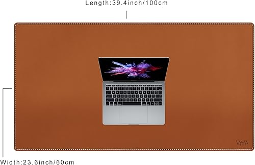 Miniatura 10 de Tapete de escritorio de cuero, 59 x 27.6 pulgadas, de doble cara, impermeable, extra grande, tapete de escritorio sobre escritorios para el hogar u