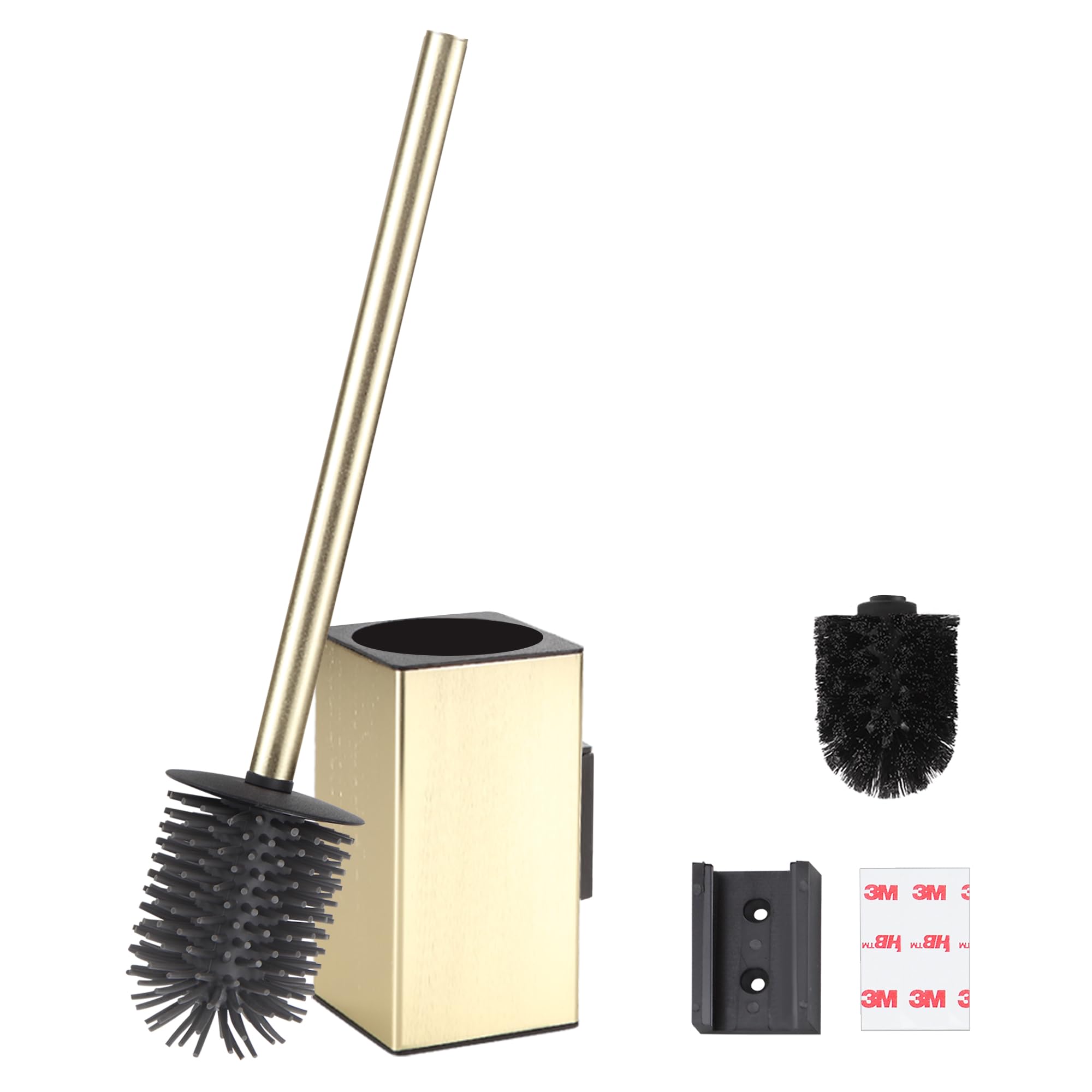 BGL Brush Gold Wall Toilet Brush Made of Metal with 304 Stainless Steel Handle, Includes ABS Replacement Brush Head, Space Saving and Hygienic for Bathroom