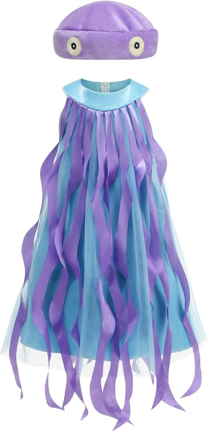 RRCBMD Kids Animal Costume Girls Jellyfish Dress with Hat for Children Halloween Party -S, X
