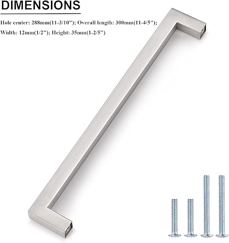 Miniatura 3 de Paquete de 30 tiradores de gabinete de 11-310 pulgadas (11.339 in) con agujero central de níquel cepillado, manijas de tocador de barra cuadrada,