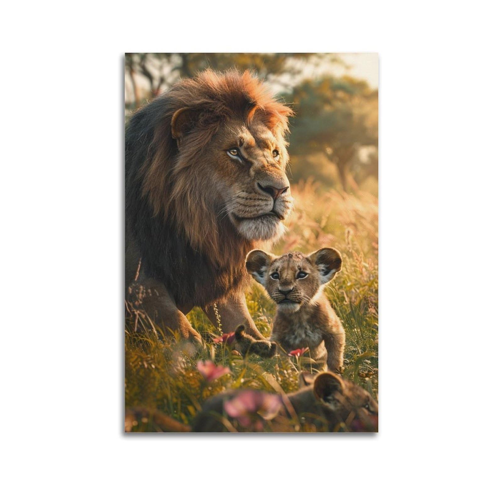 WZKTCL Animal Artwork Poster Lion in The Grassland Poster Decorative Painting Canvas Wall Posters And Art Picture Print Modern Family Bedroom Decor Posters 24x36inch(60x90cm)