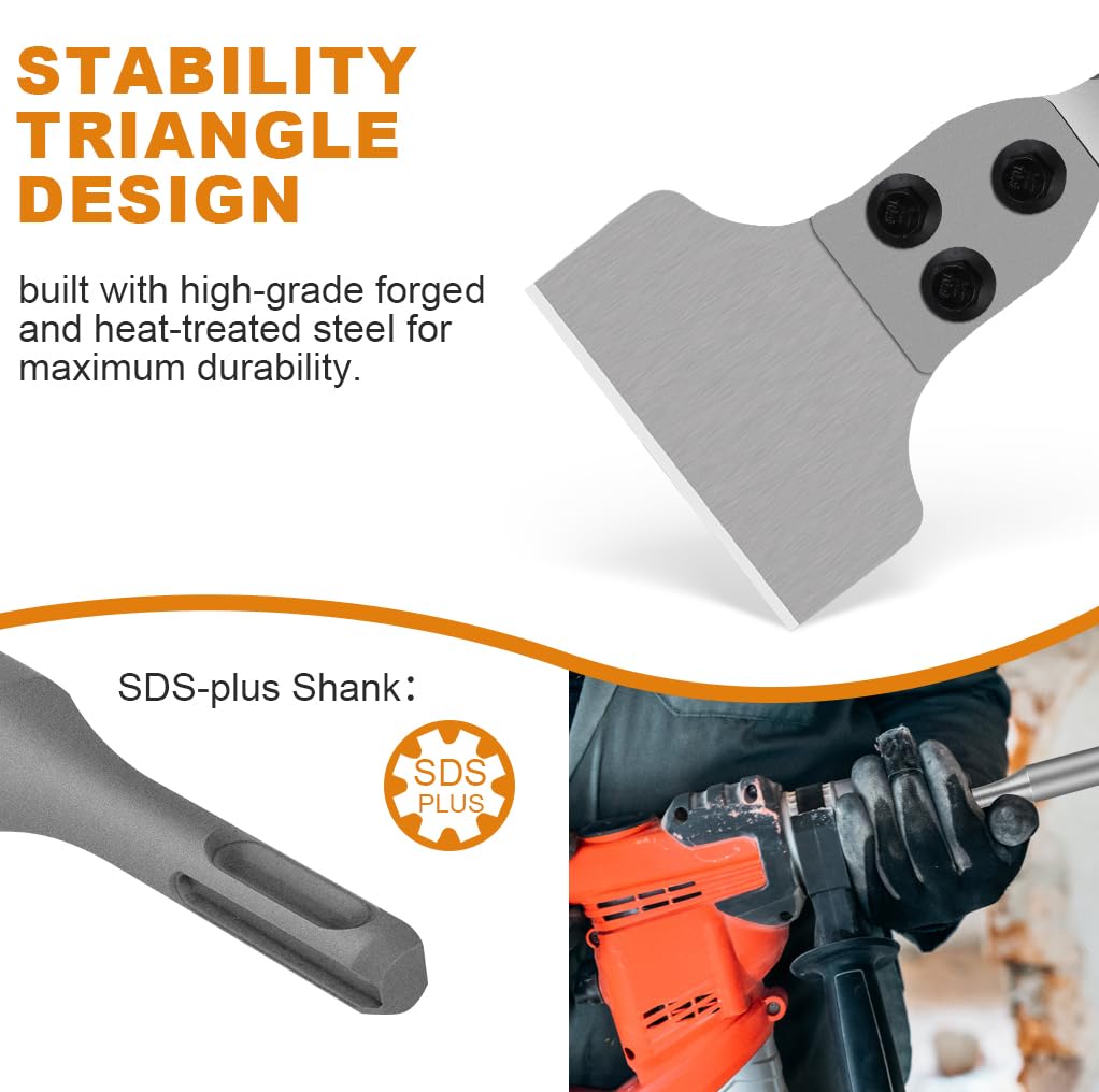 Flintronic Burin à Spatule SDS Plus, Burin SDS Plus Carrelage 280 x 100mm, Burin à Carrelage Burin Plat pour Rainurer les Carreaux, Enlever l'adhésif pour Carrelage et Sol, Burin Perforatetur SDS-Plus